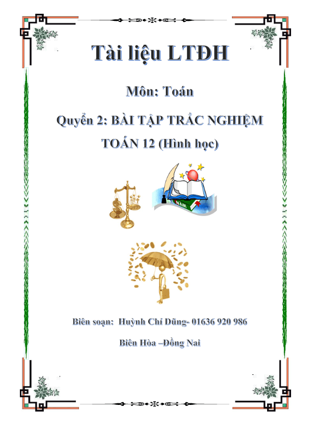 Bài tập trắc nghiệm Hình học 12 – Huỳnh Chí Dũng